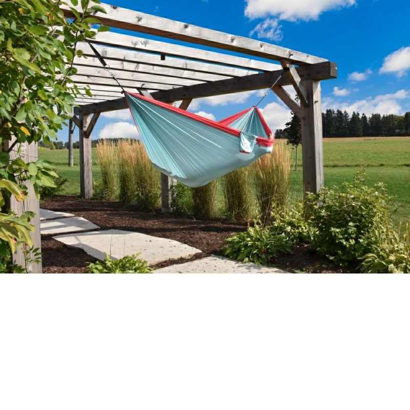 Vivere Hängematte Nylon Doppel Lt. Blau, Rosa - – Bild 7