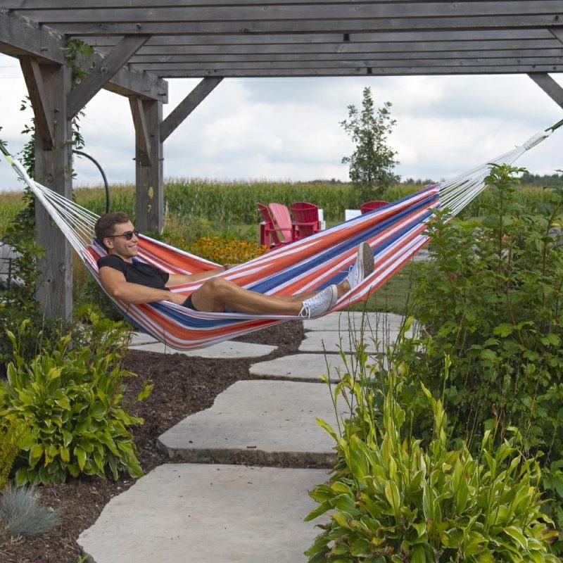 BRAZILIAN COTTON HAMMOCK - DOUBLE - ORANGE PUNCH – Bild 6