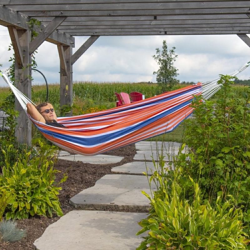 BRAZILIAN COTTON HAMMOCK - DOUBLE - ORANGE PUNCH – Bild 8